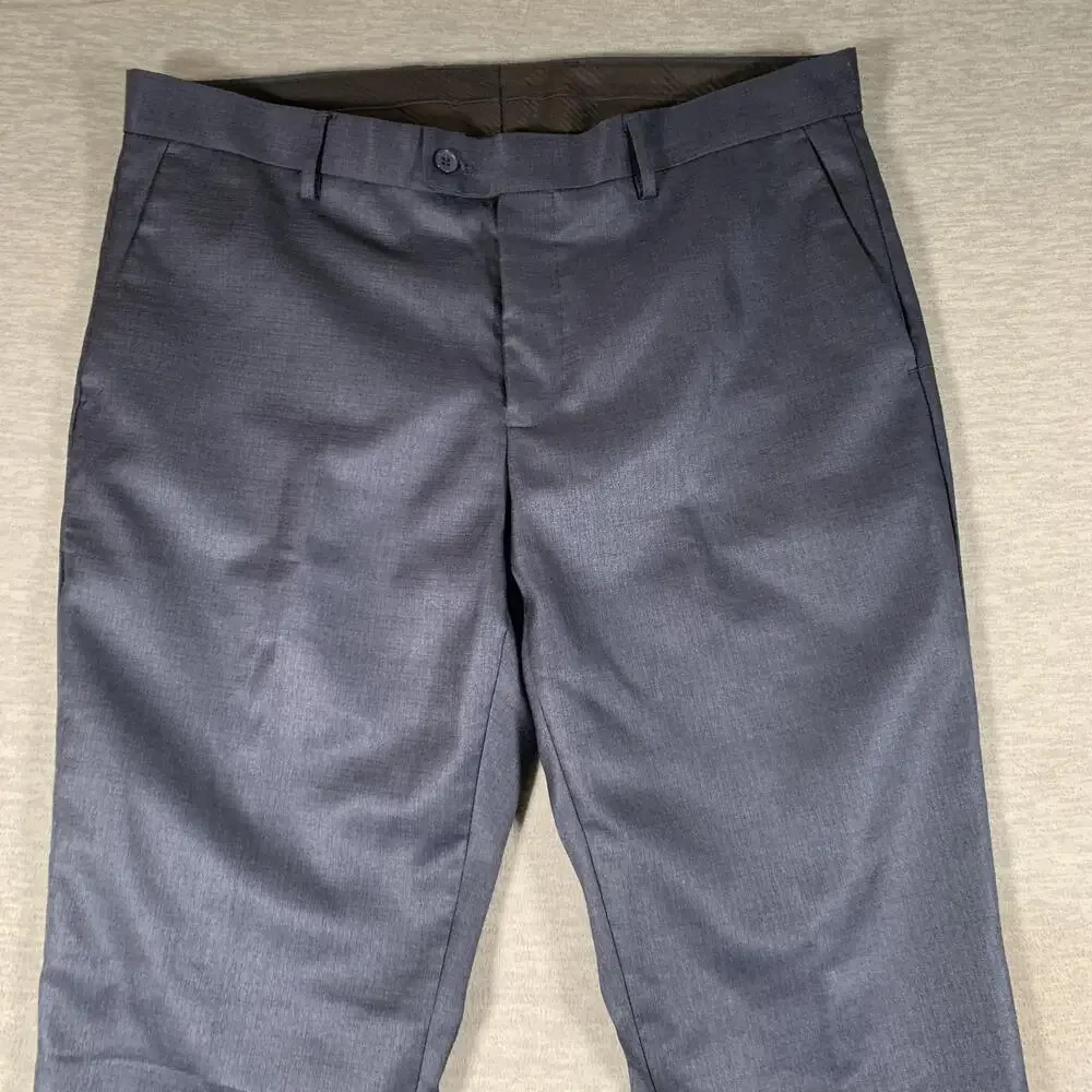 Scotch & Soda Pants Mens 36x32 Blue Regular Fit Poly Rayon Dress Trousers